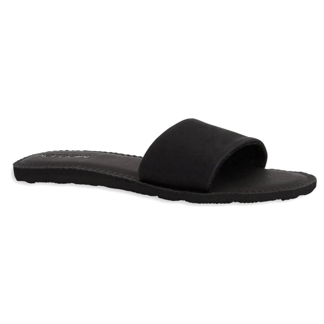 sandale volcom simple slide pour femme couleur black profil droit de la sandale droite avec cuir synthétique