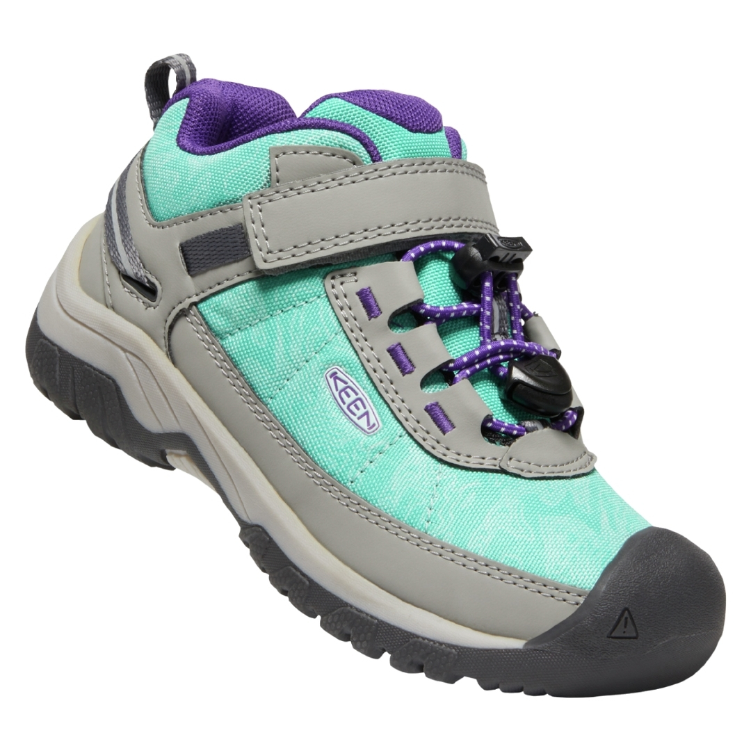 chaussure de marche keen targhee sport vent pouR enfant couleur waterfall/vapor vue de la chaussure globale avec lacets