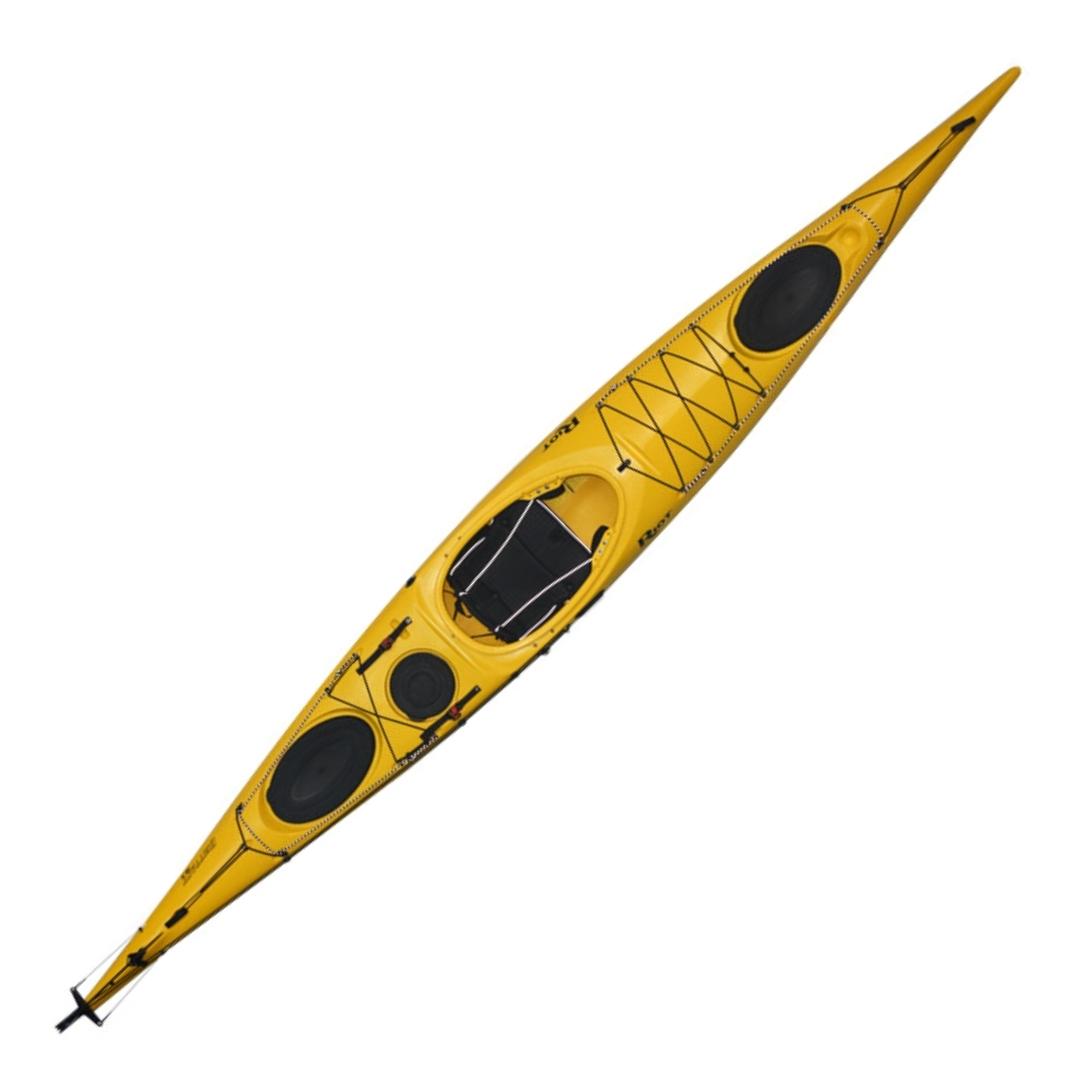 kayak de mer riot brittany 16.5 couleur jaune vue du dessus du kayak 1 place