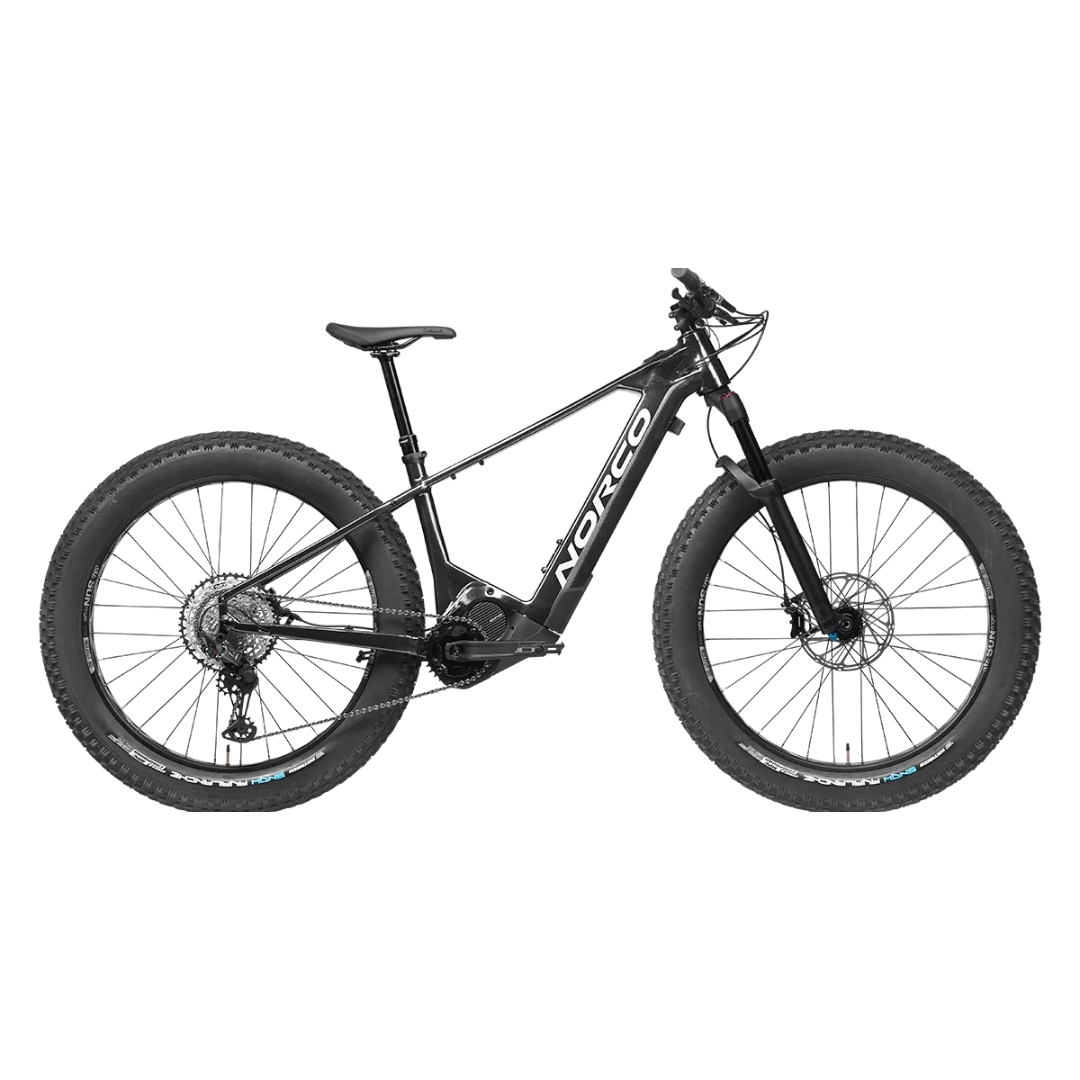 VÉLO FATBIKE ÉLECTRIQUE NORCO BIGFOOT VLT 2 couleur noir/argent vue de profil droit du vélo