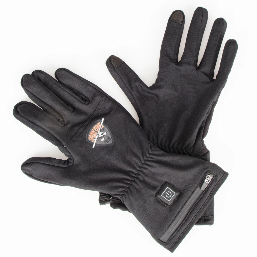 gant léger chauffant sportchief pour adulte vue des deux gants un du dessus avec logo sportchief et l'autre côté paume avec imprimé en silicone