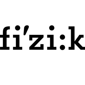 Logo de « fi'zi:k », stylisé en lettres minuscules noires avec des points sur les caractères « i » et un symbole de type deux points entre le « z » et le « k ». Le logo est centré sur un fond blanc.