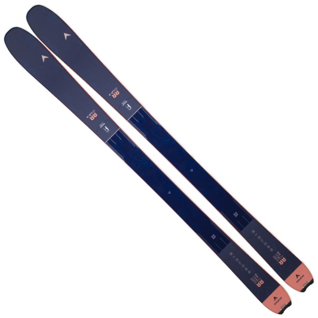 SKI ALPIN DYNASTAR E-CROSS 88 OPEN vue des skis bleus marin et pêche du dessus
