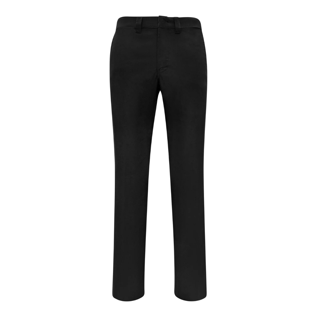 PANTALON DE TRAVAIL EXTENSIBLE TASK POUR HOMME couleur black vu de face passant à ceinture visibles, braguette visibles sur le pantalon noir uni