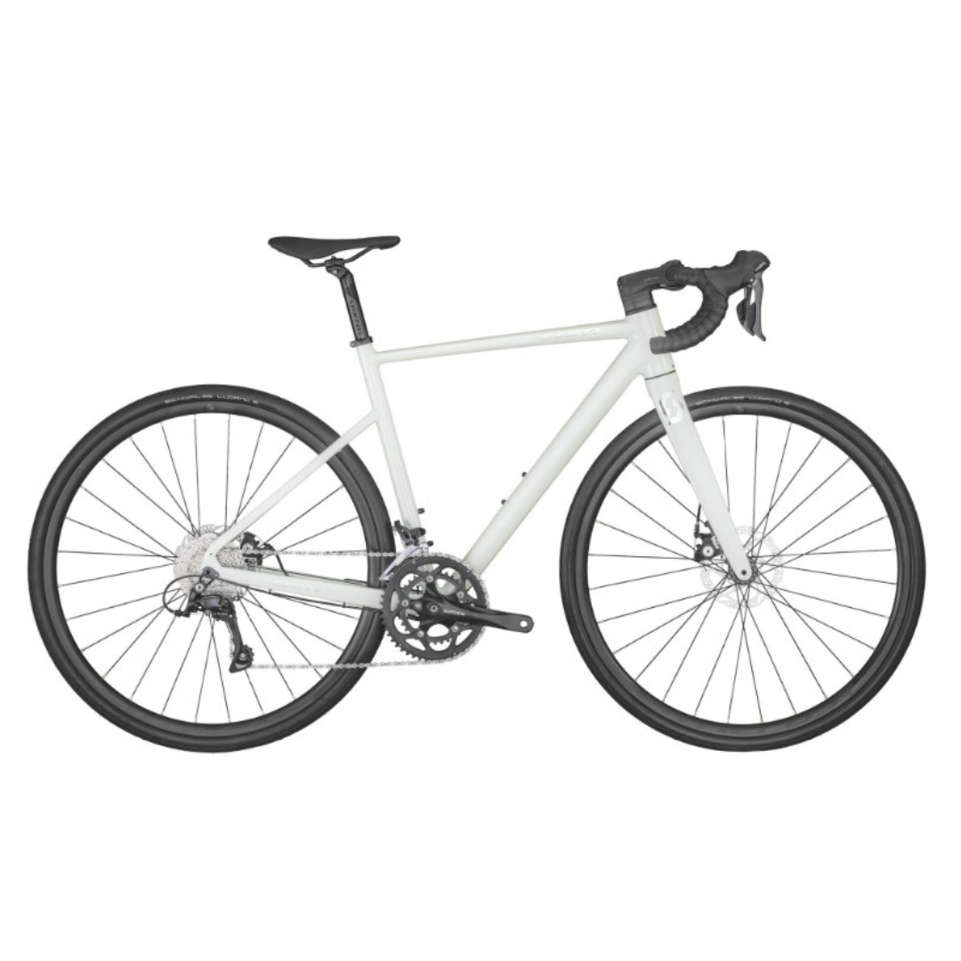 VÉLO DE ROUTE SCOTT CONTESSA SPEEDSTER 25 DISC couleur blanc vue de profil le vélo est tout blanc