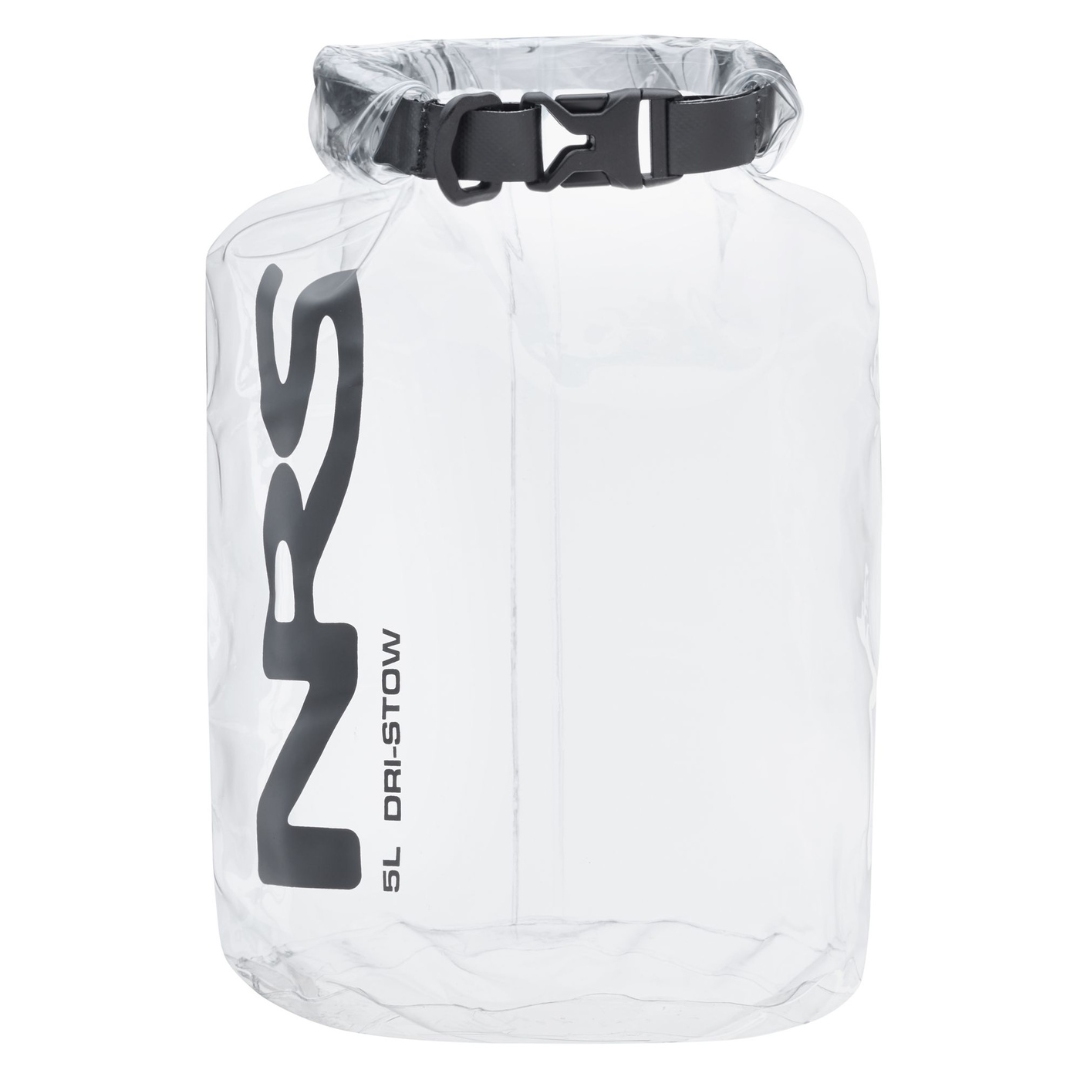 SAC ÉTANCHE NRS DRI-STOW couleur clear vu du sac 5l transparent avec détails gris charcoal de face