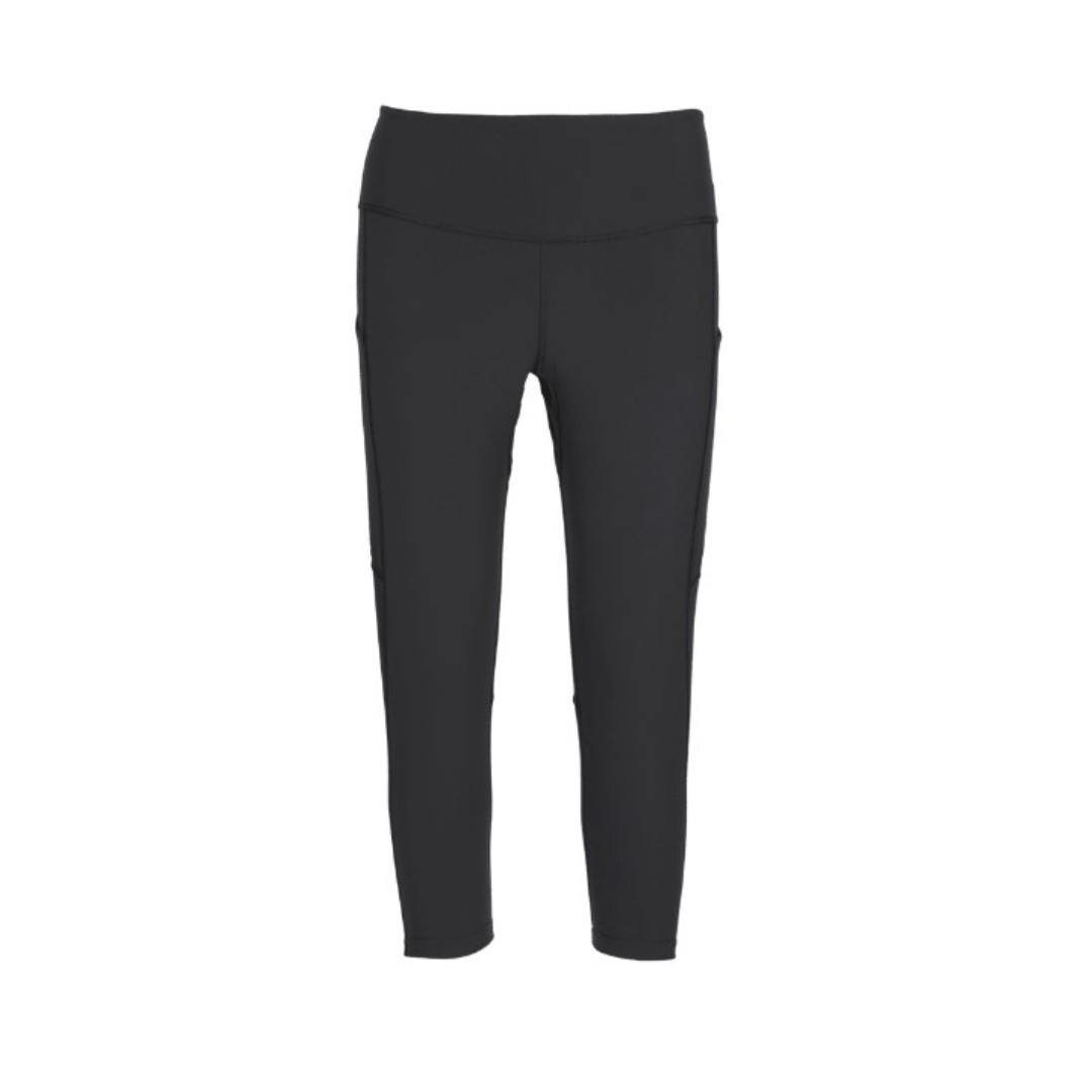 LEGGING 3/4 RAB TALUS POUR FEMME couleur black vue de l'avant bande de taille élastique visible au haut du pantalon noir