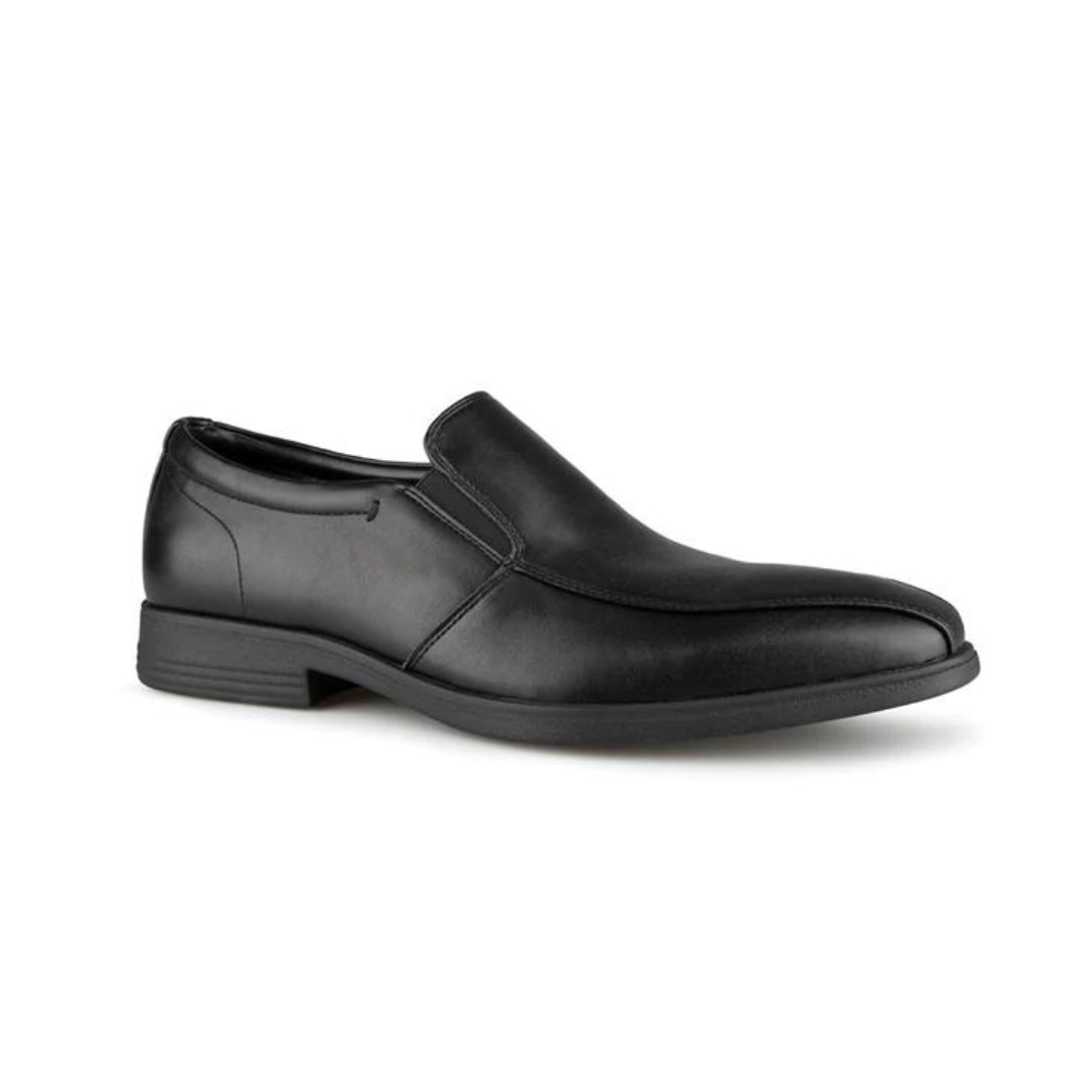 CHAUSSURE URBAINE À ENFILER MANATHAN ULYSSE POUR HOMME couleur noir vu de la chaussure noire de profil droit
