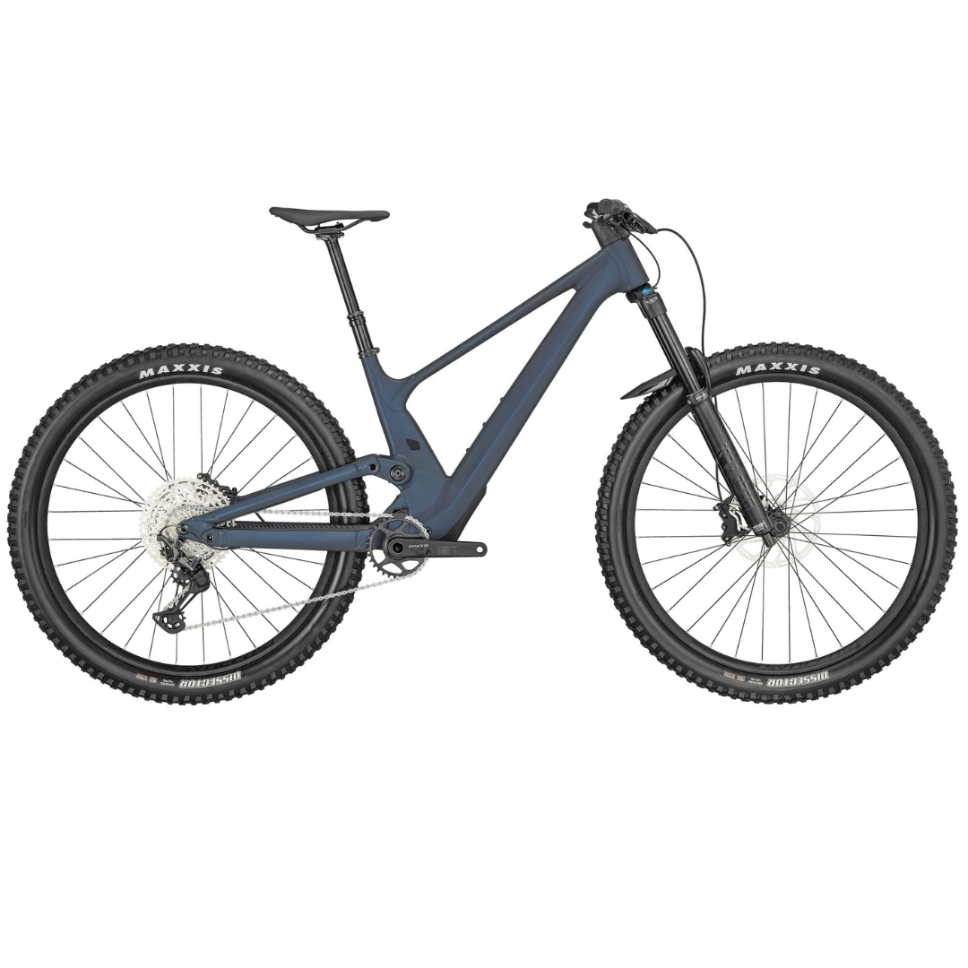 VÉLO DE MONTAGNE SCOTT GENIUS 930 vu du vélo bleu acier de profil droit